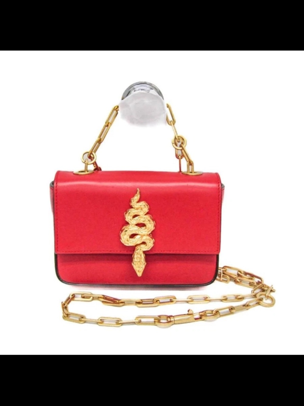 Valentino Garavani Red Leather Crossbody with Gold Snake Detail